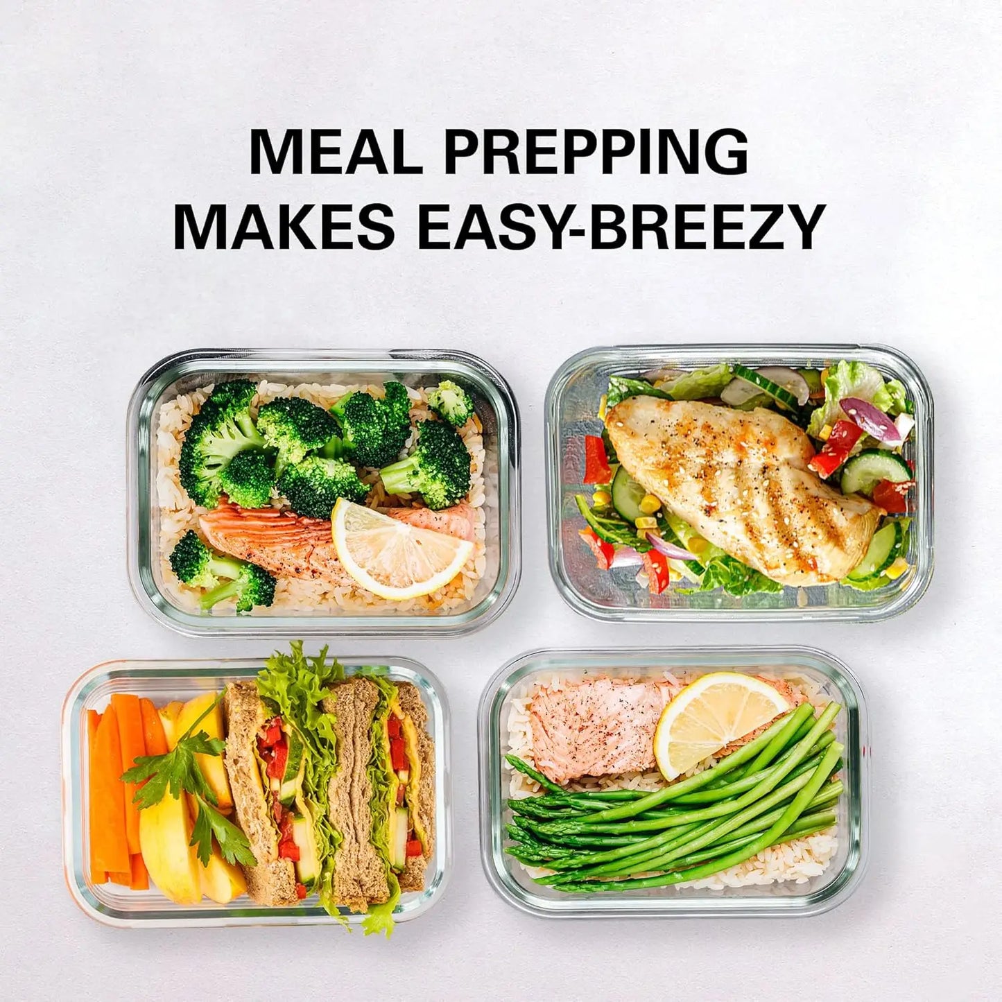 16-Piece Glass Meal Prep Containers