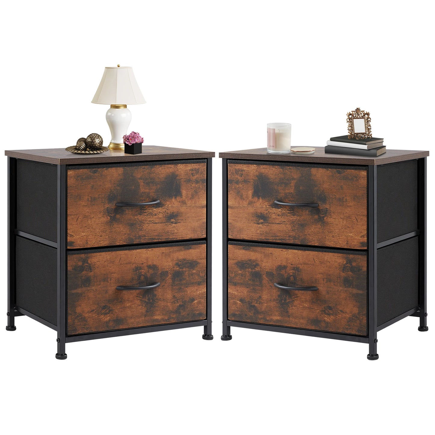 Two Drawer Nightstand Table For Bedroom