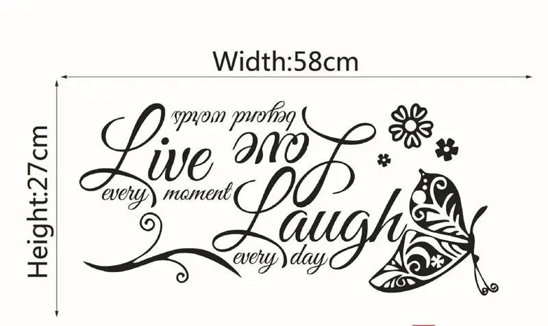 Live Laugh Love Butterfly Wall Art Sticker