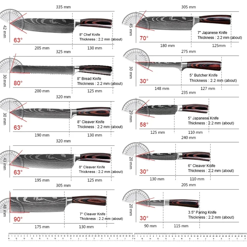 9 Piece Stainless Kitchen Knife Set