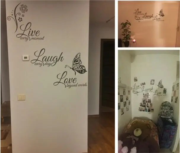 Live Laugh Love Butterfly Wall Art Sticker