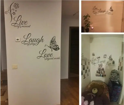 Live Laugh Love Butterfly Wall Art Sticker