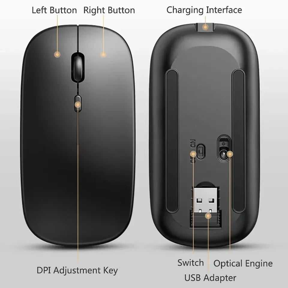 Rechargeable Wireless Mouse Bluetooth-compatible 2.4GHz