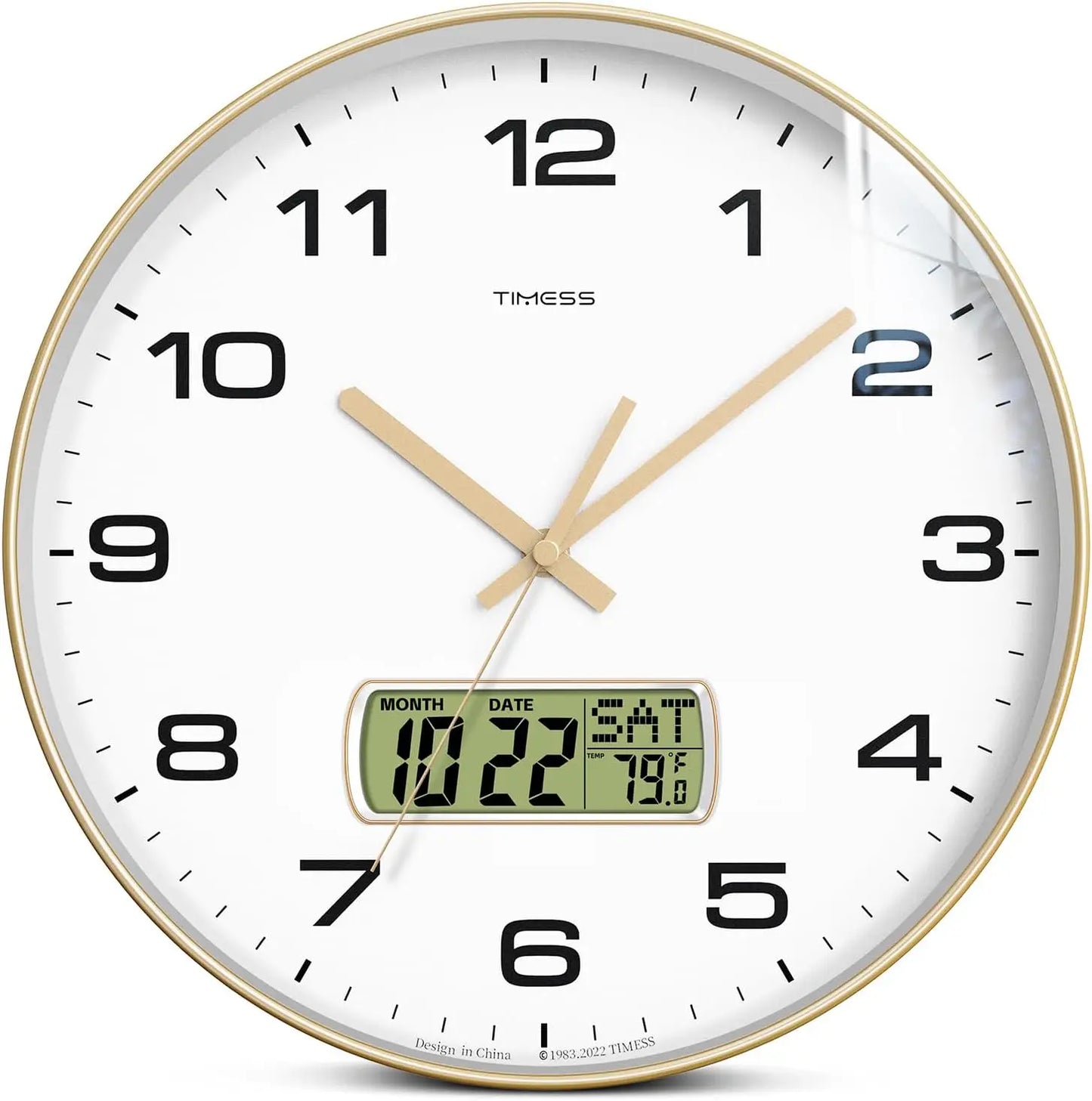 Calendar Wall Clock,  3 Sizes 4 Colors