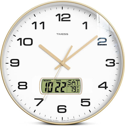 Calendar Wall Clock,  3 Sizes 4 Colors