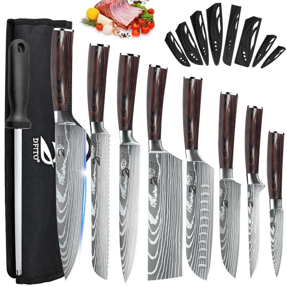 9 Piece Stainless Kitchen Knife Set
