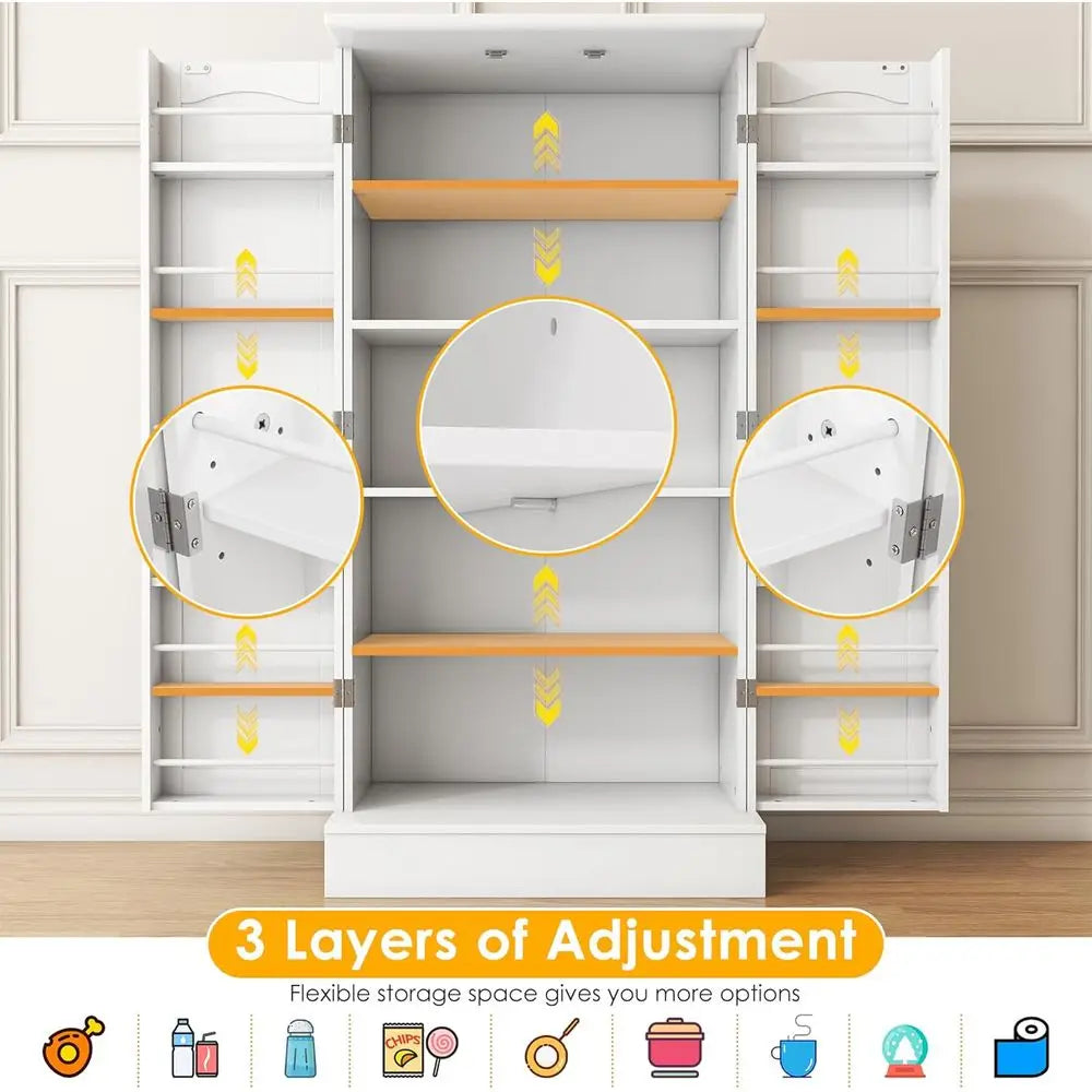 Freestanding Kitchen Pantry Cabinet with Doors