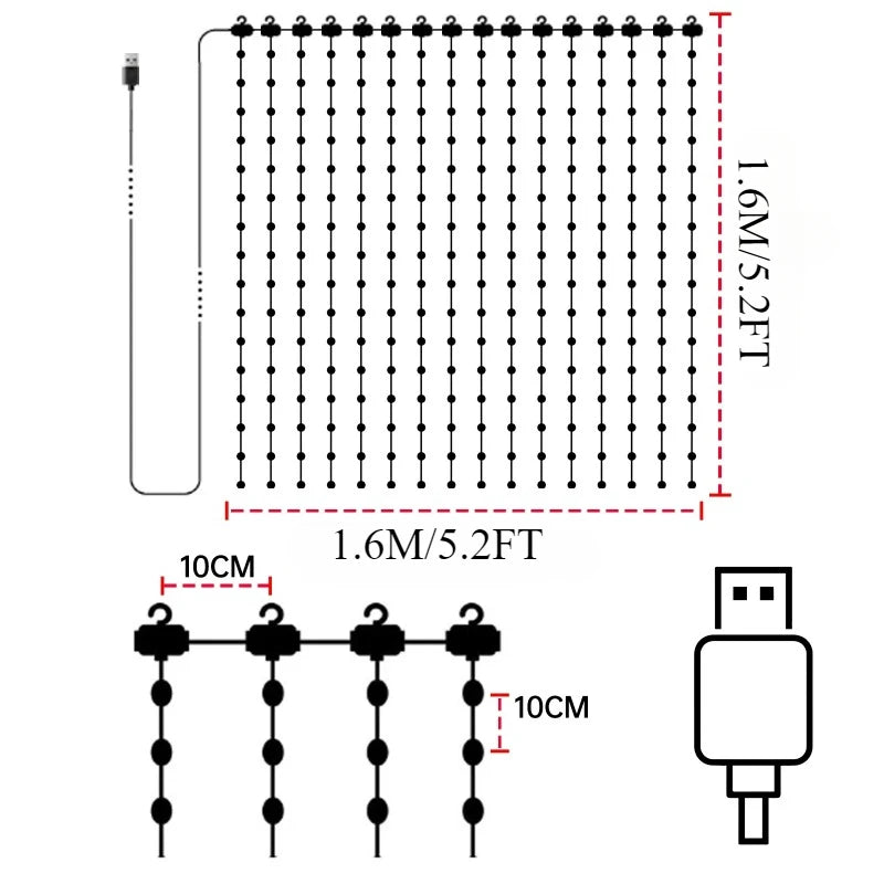 LED Smart Curtain Lights with Music App Controls