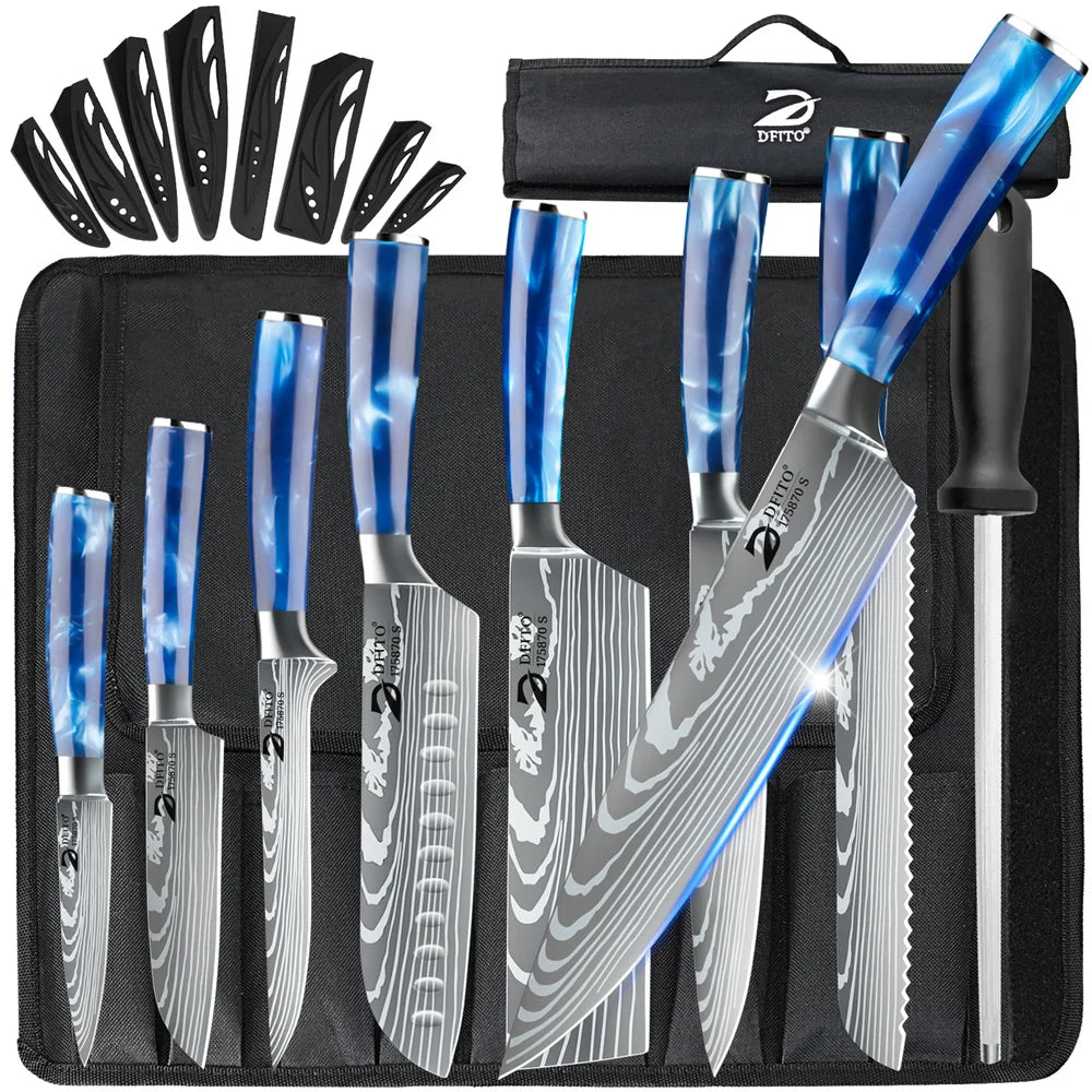 8 Piece Damascus Kitchen Knife Set