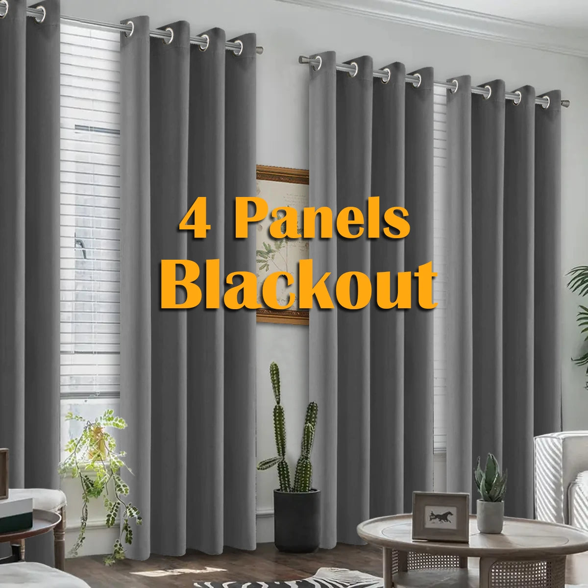 4PCS Blackout Curtains, Noise Reduction