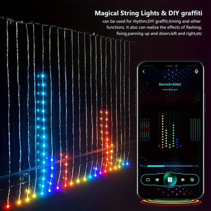 LED Smart Curtain Lights with Music App Controls
