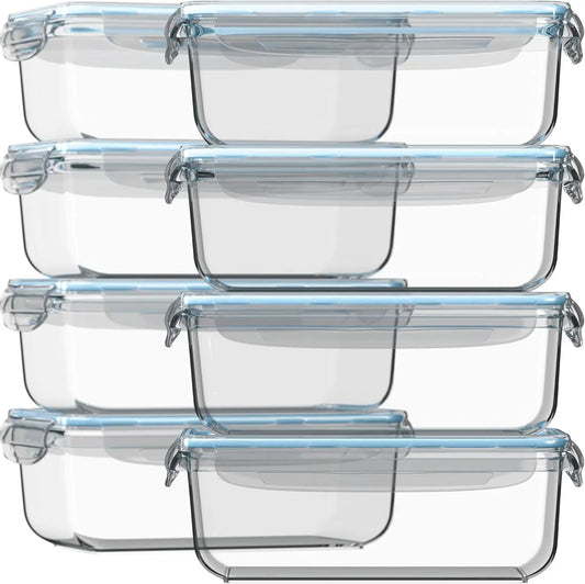 16-Piece Glass Meal Prep Containers