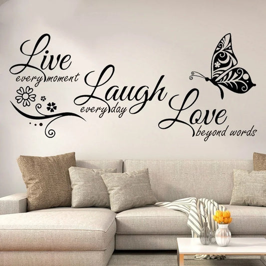 Live Laugh Love Butterfly Wall Art Sticker