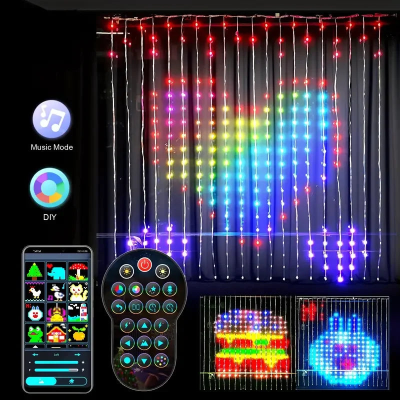 LED Smart Curtain Lights with Music App Controls
