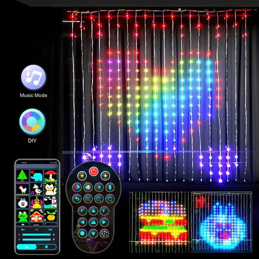 LED Smart Curtain Lights with Music App Controls