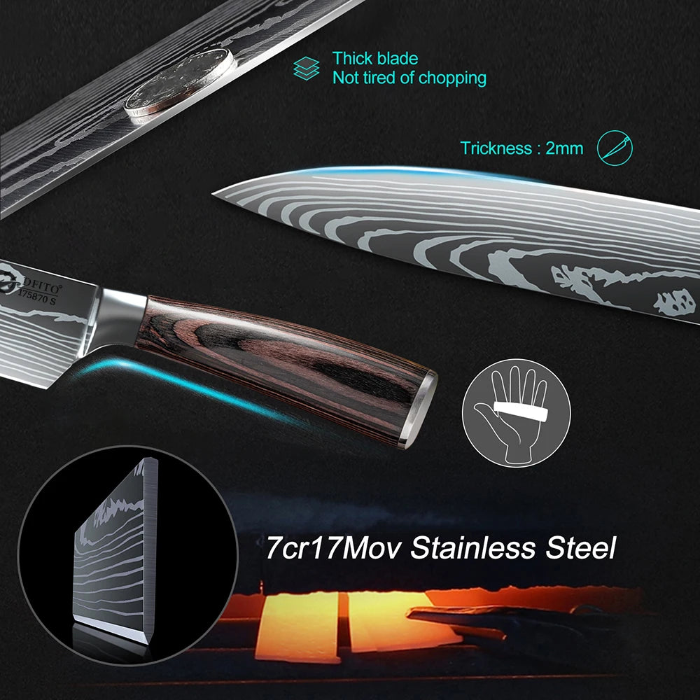 9 Piece Stainless Kitchen Knife Set