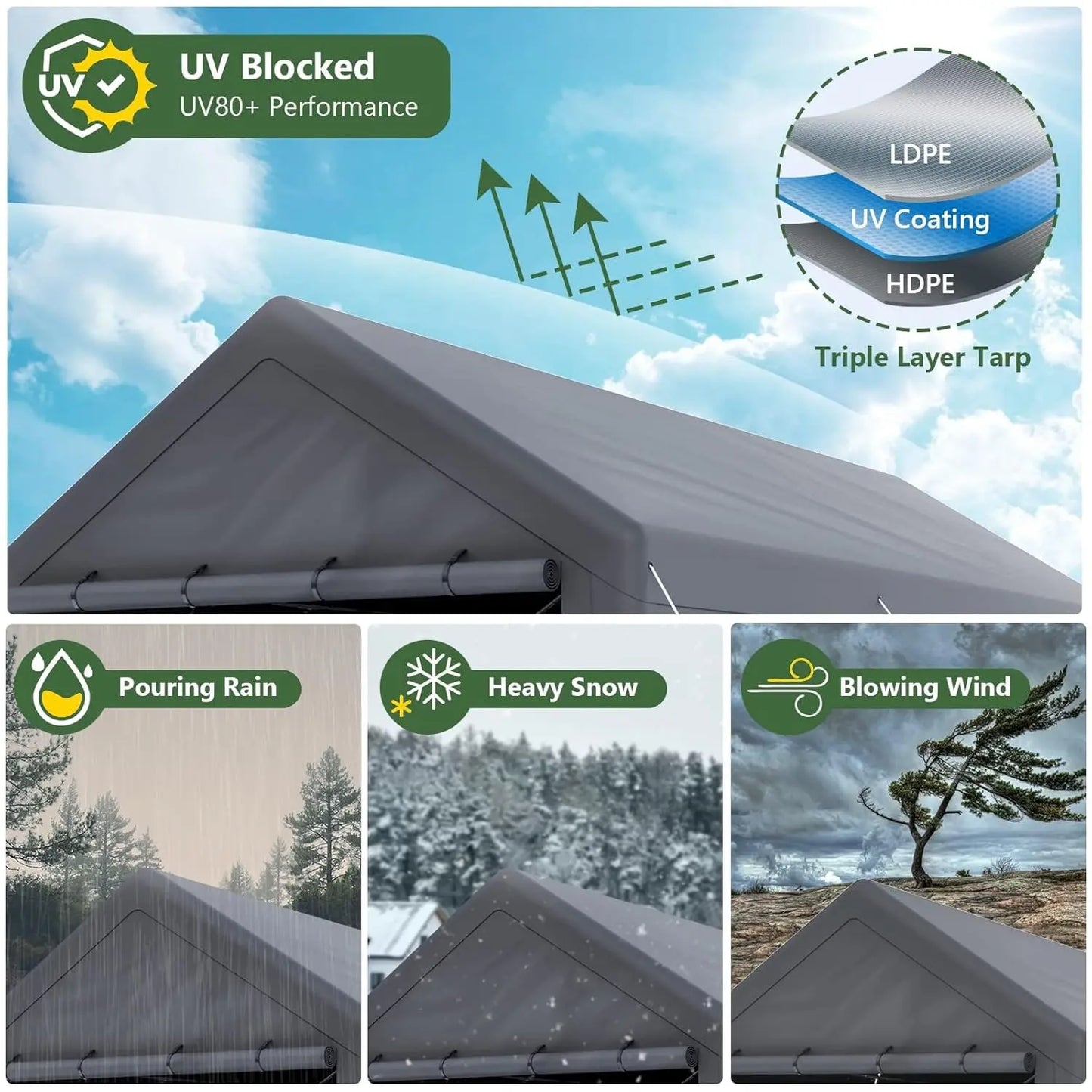 10'x20' Heavy Duty Steel Outdoor Canopy
