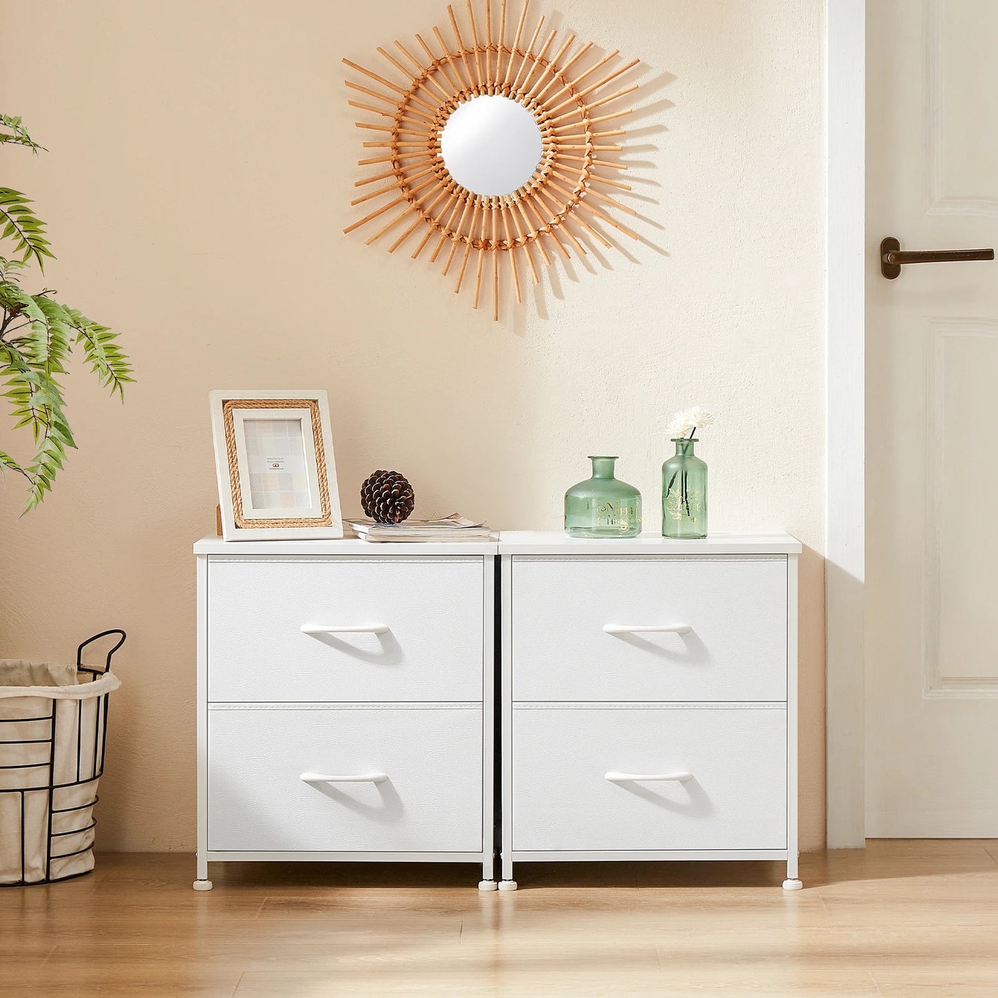 Two Drawer Nightstand Table For Bedroom