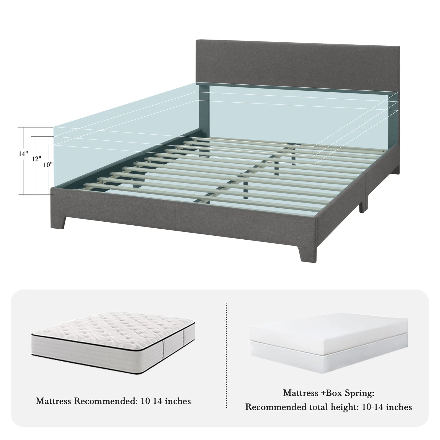 Bed Frame with Adjustable Headboard