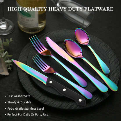 24 pcs rainbow Silverware Set