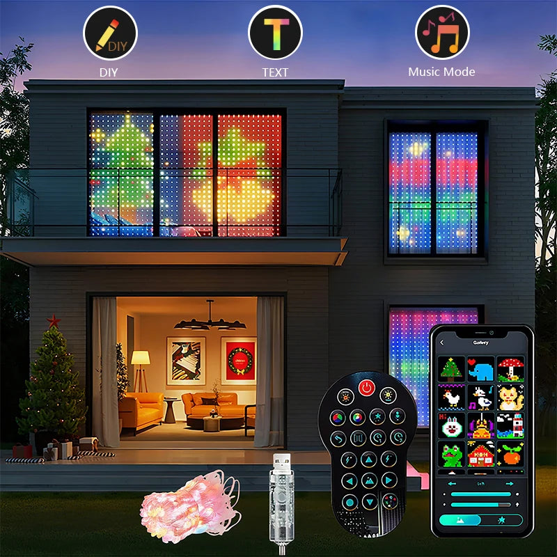 LED Smart Curtain Lights with Music App Controls