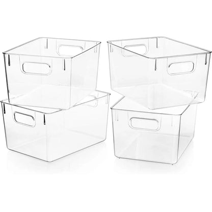 4 Pack Clear Plastic Storage Bins