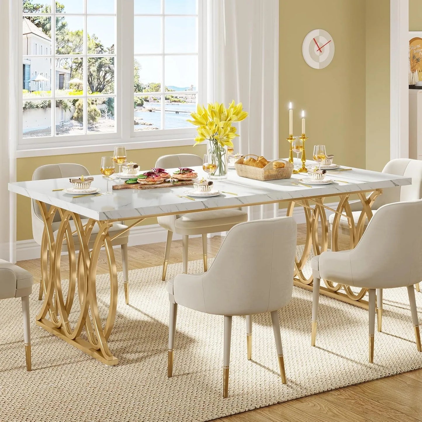 63" Large Kitchen Table for 4-6 People