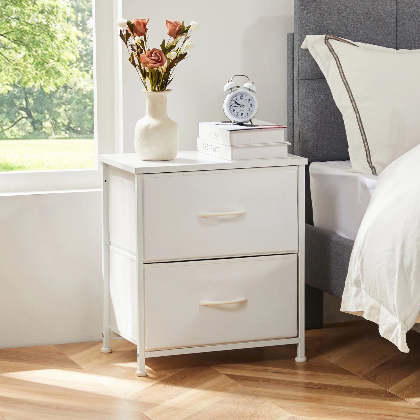 Two Drawer Nightstand Table For Bedroom