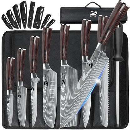 8 Piece Damascus Kitchen Knife Set