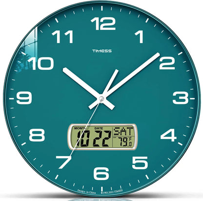Calendar Wall Clock,  3 Sizes 4 Colors