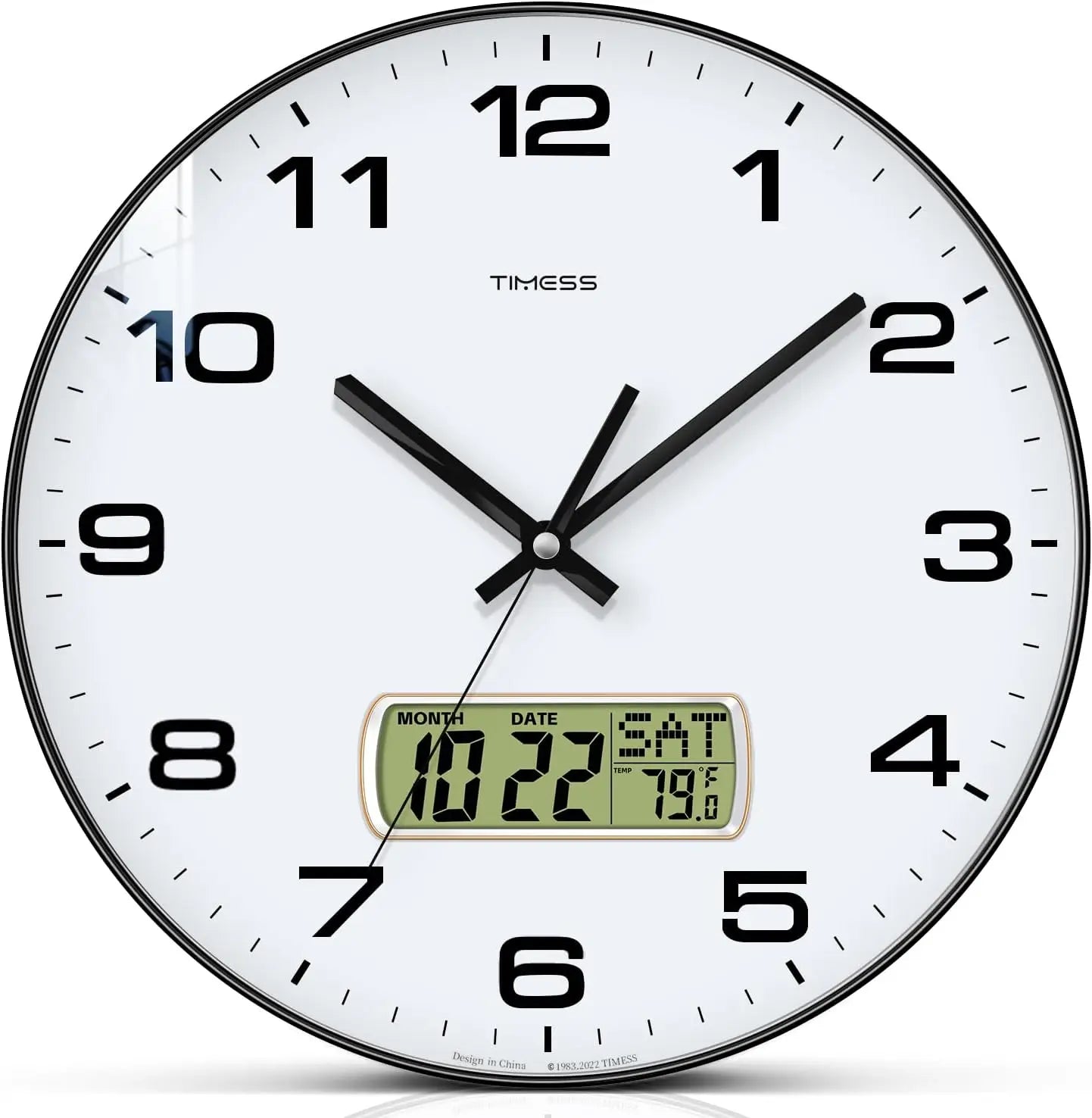 Calendar Wall Clock,  3 Sizes 4 Colors