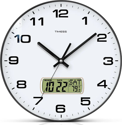 Calendar Wall Clock,  3 Sizes 4 Colors