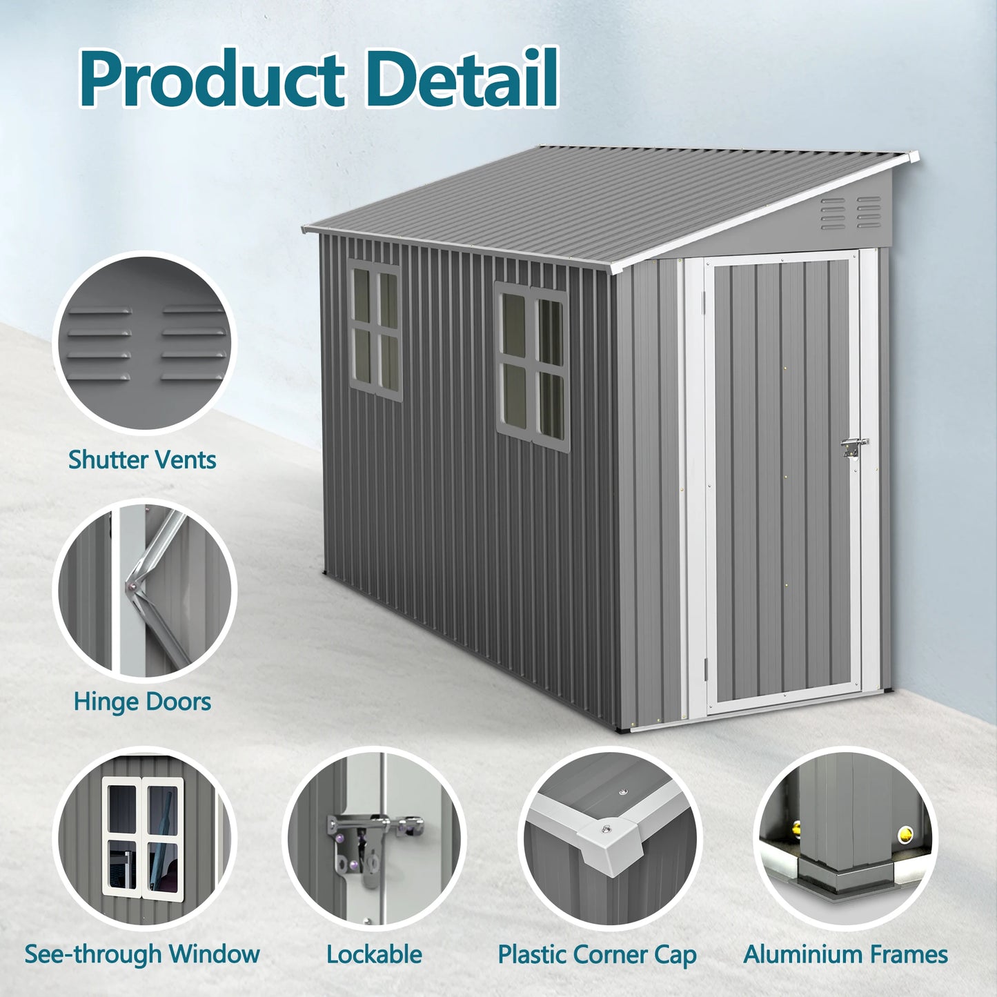 4x10 FT Galvanized Steel Outdoor Shed