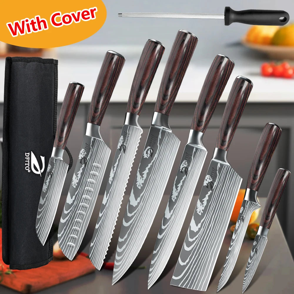 9 Piece Stainless Kitchen Knife Set