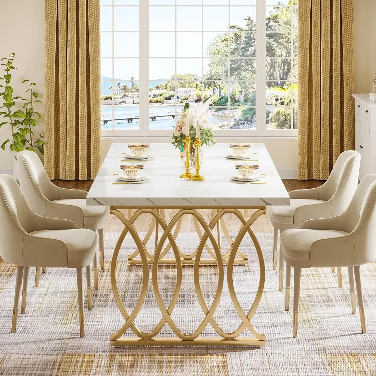 63" Large Kitchen Table for 4-6 People