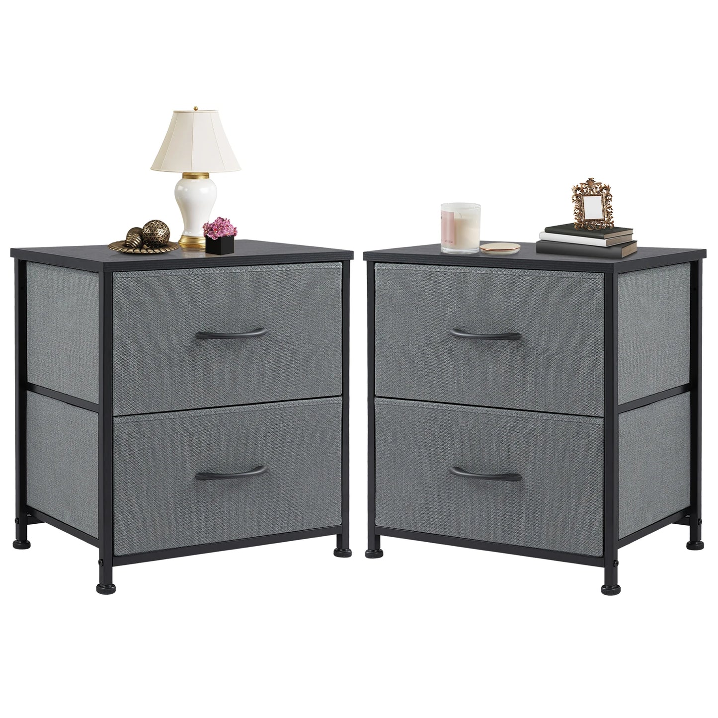 Two Drawer Nightstand Table For Bedroom