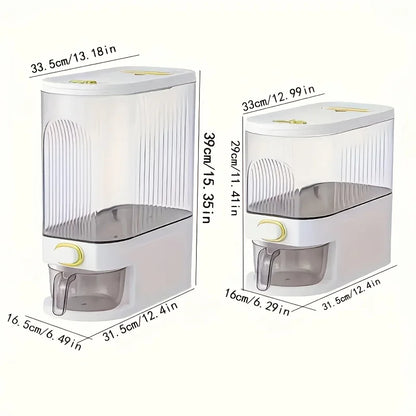 5kg/10kg Rice Dispenser - Large Pantry Storage Container with Measuring Cup & Time Markings