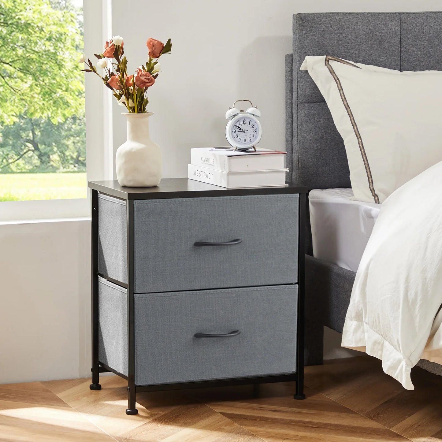 Two Drawer Nightstand Table For Bedroom