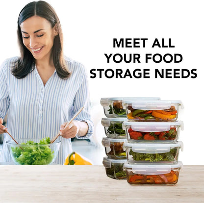16-Piece Glass Meal Prep Containers