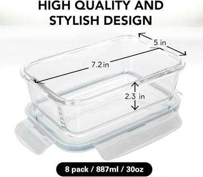 16-Piece Glass Meal Prep Containers