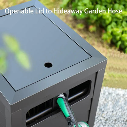 Outdoor Steel Garden Hose Reel And Storage Cabinet