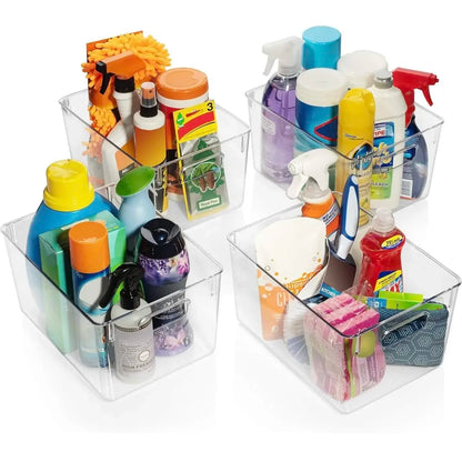 4 Pack Clear Plastic Storage Bins