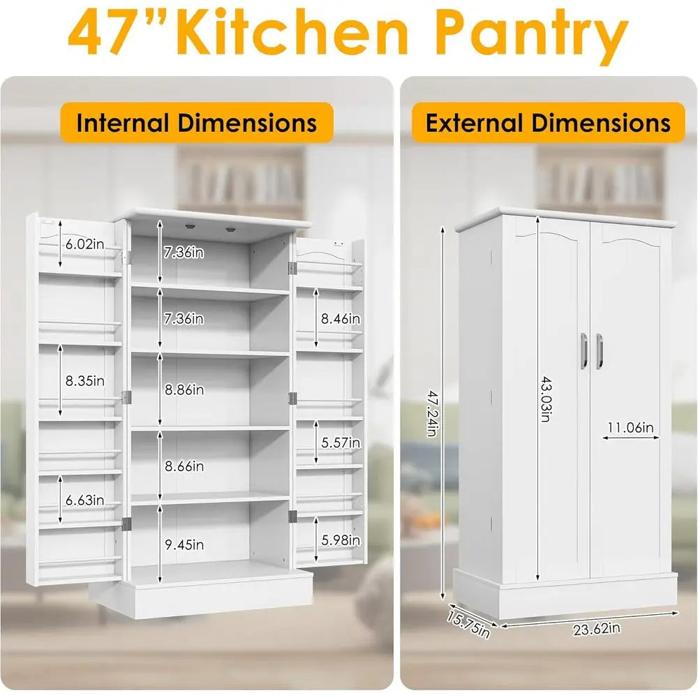 Freestanding Kitchen Pantry Cabinet with Doors