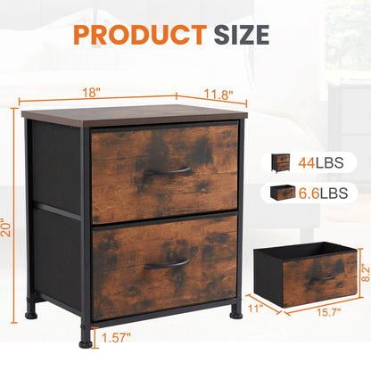 Two Drawer Nightstand Table For Bedroom