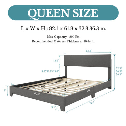 Bed Frame with Adjustable Headboard