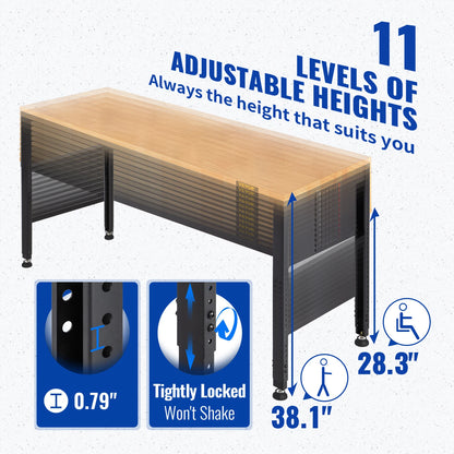 Adjustable Height Woodworking Workbench