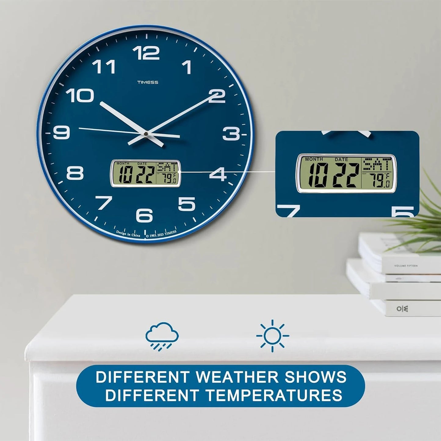 Calendar Wall Clock,  3 Sizes 4 Colors