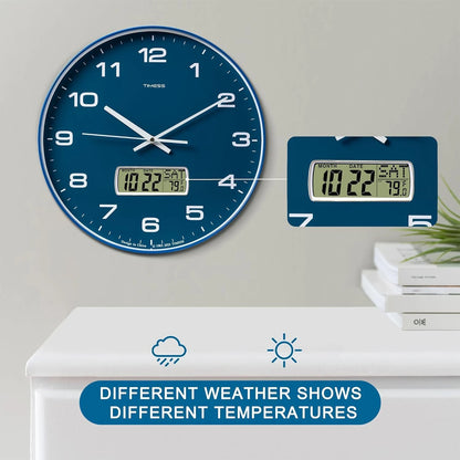 Calendar Wall Clock,  3 Sizes 4 Colors