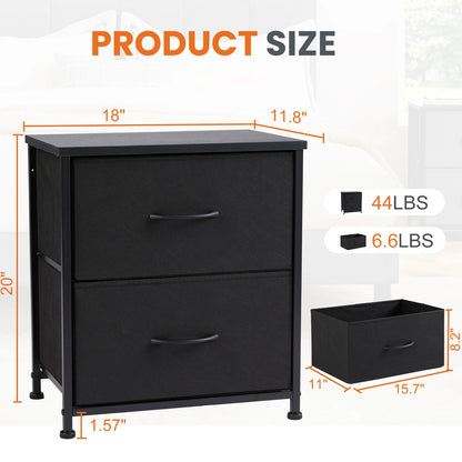 Two Drawer Nightstand Table For Bedroom
