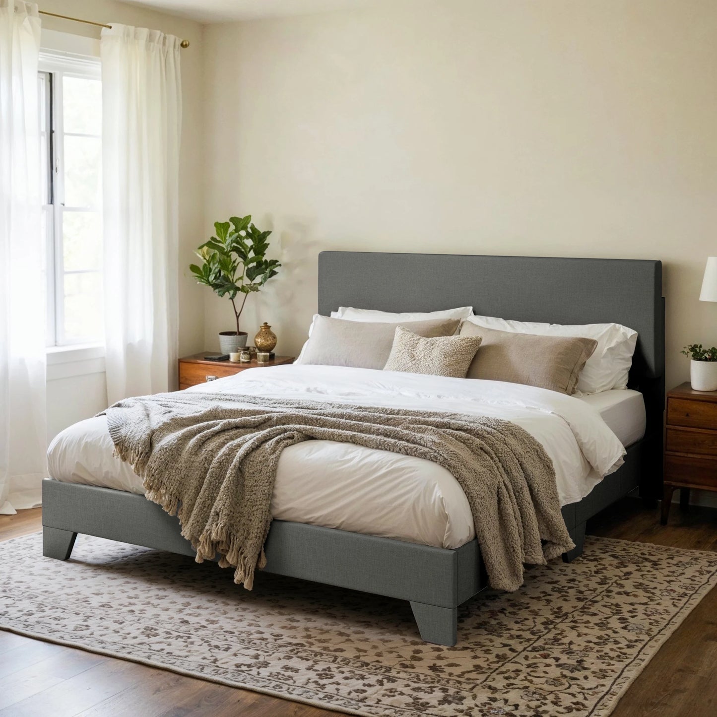 Bed Frame with Adjustable Headboard